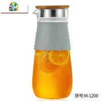 冷水壶玻璃耐热高温防爆家用透明大容量果汁扎壶凉水瓶套装 FENGHOU 壶1200ml+2杯(加厚)凉水壶