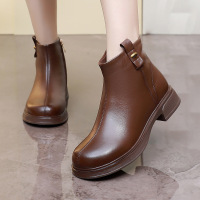 25新款秋冬季真皮马丁靴女英伦风厚底短靴复古单靴软皮加绒女棉鞋