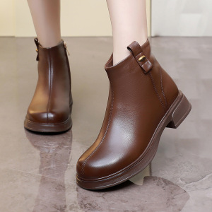 25新款秋冬季真皮马丁靴女英伦风厚底短靴复古单靴软皮加绒女棉鞋