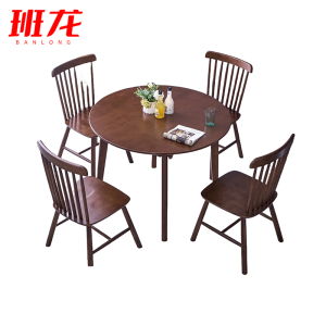 班龙桌子1.2m+4椅胡桃色套