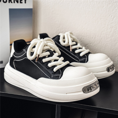 男鞋春季2026新款厚底增高大头德比鞋学生青少年休闲潮鞋百搭板鞋