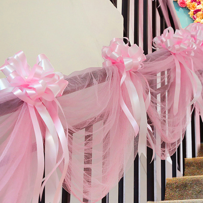 结婚婚礼婚房布置气球楼梯扶手拉花纱幔创意套装浪漫装饰品-红色铝膜爱心