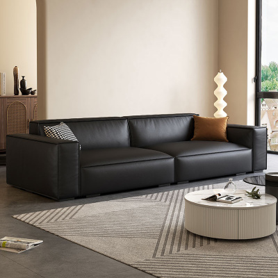 欧梵森 沙发大黑牛意式极简耐磨猫抓皮沙发简约现代小户型豆腐块直排科技布客厅沙发办公椅沙发
