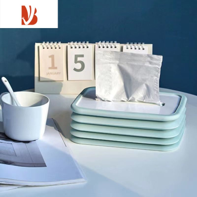 三维工匠硅胶纸巾盒折叠式高颜值小清新风格卧室家居桌茶几创意耐用抽纸盒 浅蓝色1个装