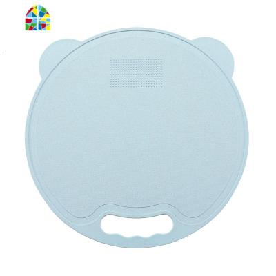 宝宝辅食粘板砧板家用切菜板小麦秸秆占板塑料案板宿舍水果刀 FENGHOU 浅蓝色小熊菜板六件套含刀架