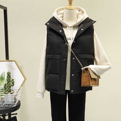羽绒棉马甲女短款学生外穿背心韩版宽松2021秋冬新款大码马夹外套