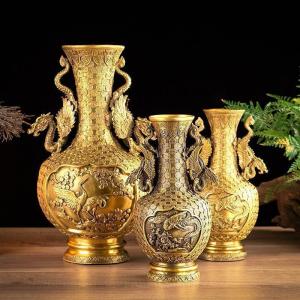 家柏饰(CORATED)铜花瓶客厅电视柜酒柜家居装饰品创意花盆书房摆件