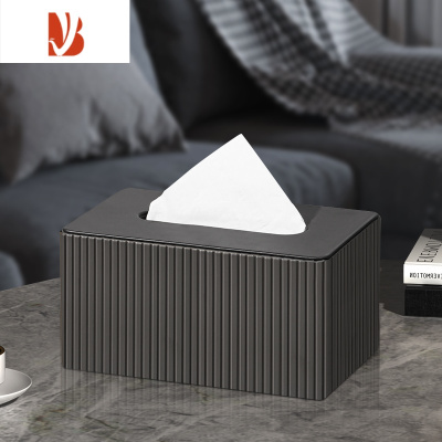 三维工匠纸巾抽纸盒家用客厅创意简约现代餐巾收纳盒轻奢ins2022新款 圆角纸巾盒-灰色莫奈竖条纹