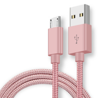 [买三送一]轻万适用oppor15数据线安卓手机充电器线快充小米vivox20粉色1.5米尼龙USB接口连接x21充电线
