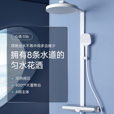 瑞尔特R&T智能圆形带升降S36淋浴套装节水2级花洒设计典雅