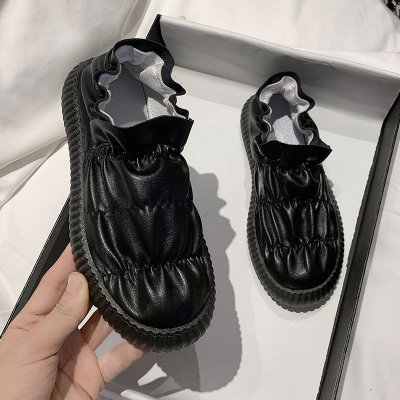 述雅豆豆鞋女2021年春季新款百搭休闲单鞋一脚蹬乐福鞋子平底女鞋