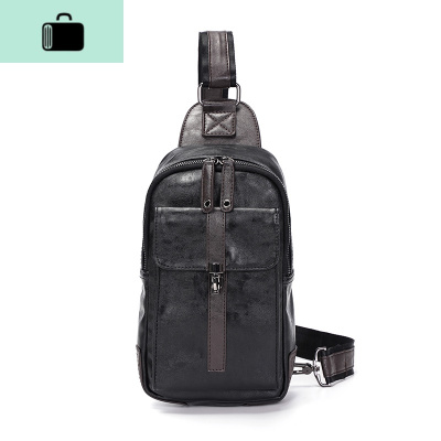 新款男士单肩斜挎包街头潮流时尚胸包韩版腰包小背质胸包男包NEW LAKE 黑色男士单肩包