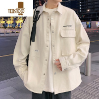 YANXU夹克男潮牌日系宽松衬衫领工装上衣服男士潮牌痞帅休闲外套
