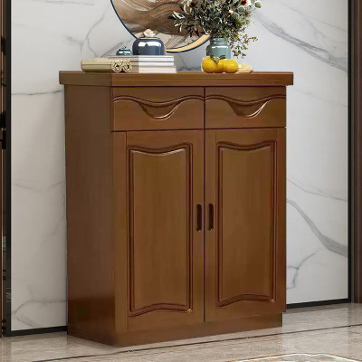 三圣 中式实木家用鞋柜落地大容量玄关柜多层收纳储物