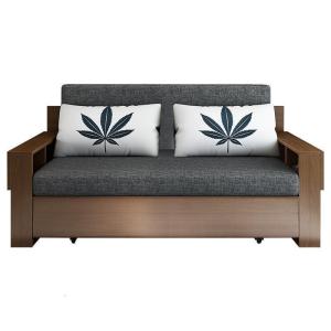 森美人可折叠小户型多功能两用沙发床简约现代储物坐卧两用实木沙发床