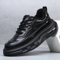 新款男鞋秋冬季潮鞋厚底增高百搭真皮运动加绒保暖休闲老爹鞋男士