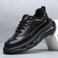 新款男鞋秋冬季潮鞋厚底增高百搭真皮运动加绒保暖休闲老爹鞋男士