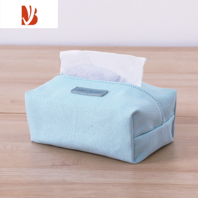 三维工匠纸巾盒简约布艺家用帆布纸巾包客厅卧室轻奢抽纸盒创意多 B款-蓝色