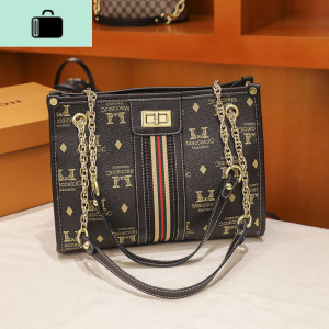 单肩大包2020新款潮大容量牛皮皮女包托特包手提斜挎包女士包包NEW LAKE 咖啡色女士单肩包 咖啡色