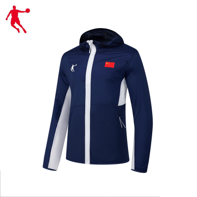 乔丹 梭织夹克 团购专享梭织夹克 男女同款 蓝丝绒/乔丹白 ZJD43221963A 件(L)