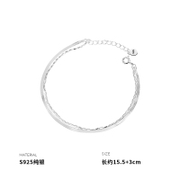 925纯银扁蛇骨链双层手链女手饰个性简约学生礼物小众设计送女朋友老婆情人节七夕生日礼物