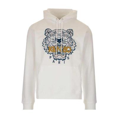 高田贤三(Kenzo)纯棉白色徽标设计连帽卫衣男长袖休闲潮牌户外百