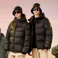 羽绒服男女情侣冬季新款韩版潮流连帽白鸭绒加厚纯色面包服男外套