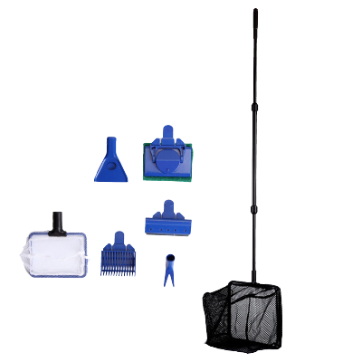 鱼缸水族箱刮刀鱼捞刷子6合1清洁工具长柄玻璃擦鱼缸刷玻璃擦清洗