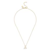 COACH女士百搭链条珍珠吊坠项链可调节爪扣多尺寸适配日常佩戴