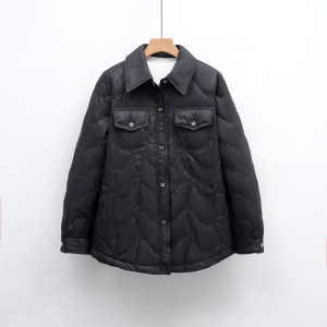 羽绒服新国标90绒衬衫式羽绒服女士秋冬时尚新款外套显瘦