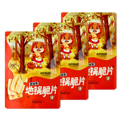 三只松鼠锅巴85g*3袋酥脆可口香味浓郁150017-03