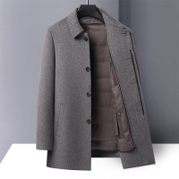 羊毛双面呢大衣秋冬羽绒脱卸内胆羊毛大衣男式中长双面呢羊毛外套