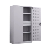 正斌重型工具柜车间用加厚物件工具储物柜工厂铁皮柜汽修厂零件收纳柜白色四层二抽带挂板