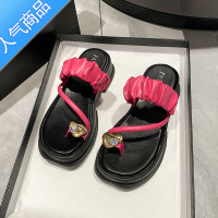 SUNTEK厚底拖鞋女2023年夏季新款松糕休闲水钻套趾人字凉拖鞋外穿沙滩鞋
