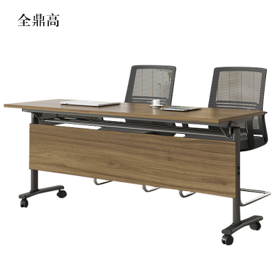 全鼎高折叠培训桌简约双人桌子带轮双层会议桌长1600mm宽500mm高750mm不含椅
