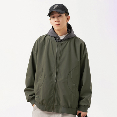 男装夹克外套春秋季新款潮流棒球服美式宽松简约上衣休闲飞行夹克