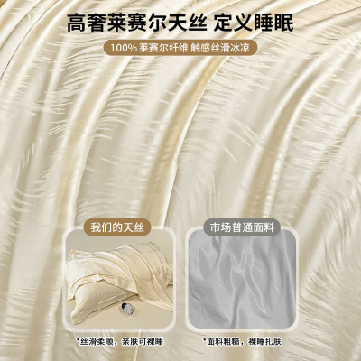 2026新款莱赛尔天丝床上用品四件套夏季冰丝被套被罩床单真丝床笠