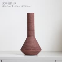 陶瓷花瓶拉丝北欧现代简约莫兰迪彩色插鲜水养摆件客厅电视柜餐桌 三维工匠 拉丝白色D