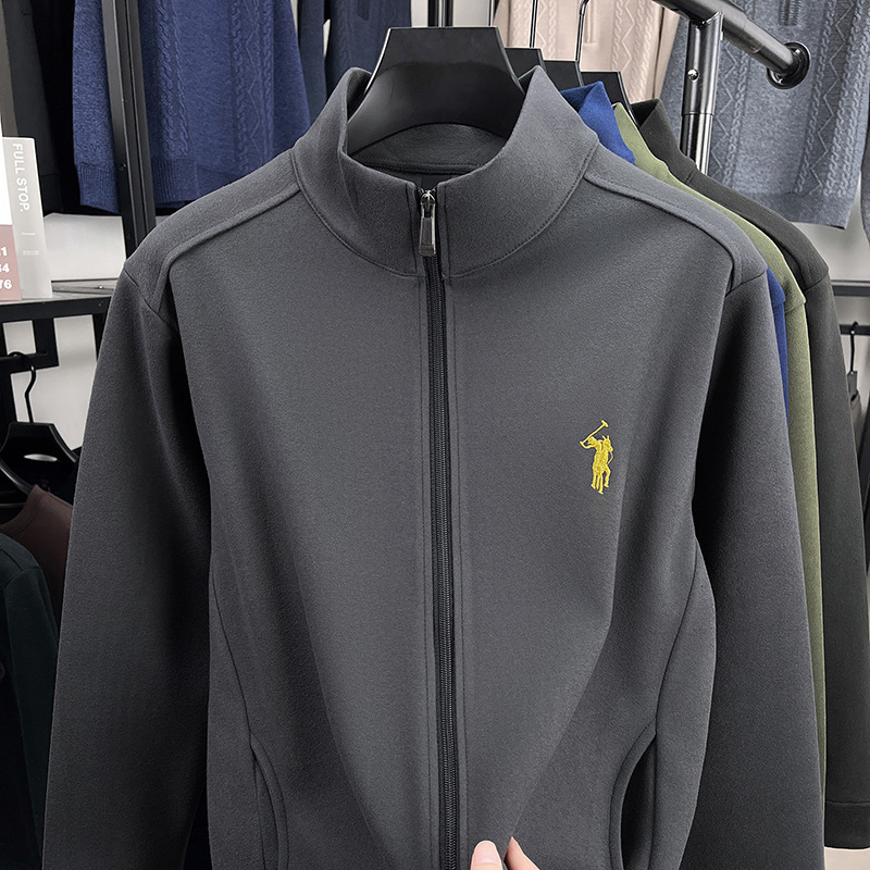 400克双面德绒夹克外套男秋冬新款立领拉链外穿卫衣男士开衫