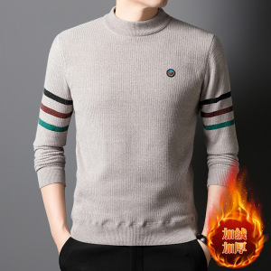 冬季加绒加厚毛衣男士半高领保暖上衣秋冬季韩版潮流一体绒针织衫_75468