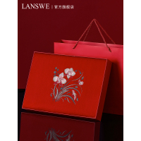 浪莎羊毛围巾女冬季手工国风刺绣围巾礼盒节日生日送礼送妈妈