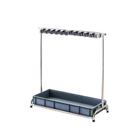 翌嘉 YJ4122149 不锈钢拖把架可移动扫把架落地式拖把架 10挂12钩 带接水盆