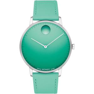 Movado男士石英表瑞士机芯蓝盘棕色皮带防水30米