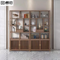 戴劲博古架多宝阁茶叶架子新中式客厅办公室隔断置物架在水一方博古架