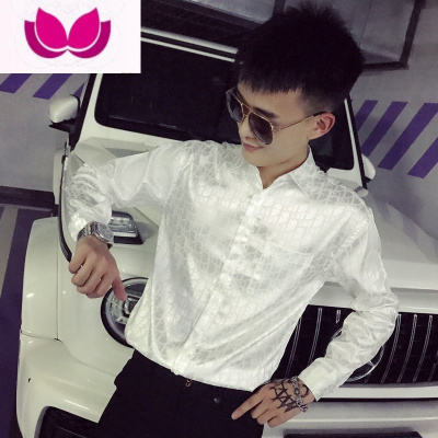 七斓盐系男友风冰丝休闲长袖高级感痞帅白衬衫新款轻奢男生衬衣