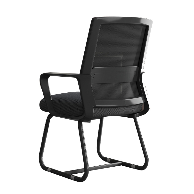 汉诺鑫威办公椅子电脑椅舒适久坐家用办公室职员会议工位座椅靠背升降转椅[弓形脚]黑框 黑网(宽厚腰拖)