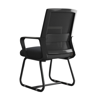 汉诺鑫威办公椅子电脑椅舒适久坐家用办公室职员会议工位座椅靠背升降转椅[弓形脚]黑框 黑网(宽厚腰拖)