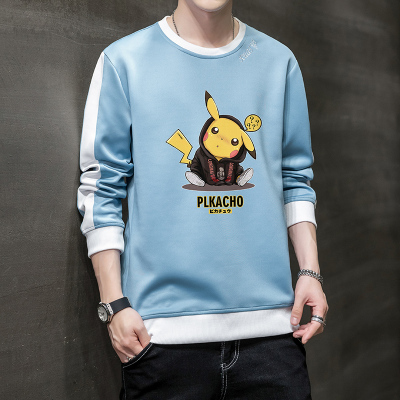 狮臣SHICHEN2020年秋季新款男士卫衣套头韩版潮青少年时尚百搭运动卫衣男装圆领运动卫衣男WY1763雾蓝M