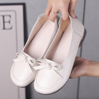 真皮豆豆鞋春秋女软底妈妈鞋中老年四季平底舒适防滑浅口单鞋