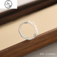 JiMi珍珠竹节s925银戒指女生款食指尾戒轻奢小众设计高级感巴洛克小指